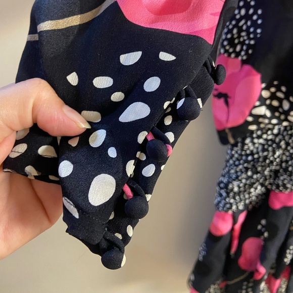 Saint Romei Vintage 80s‎ Floral Silk Midi Dress Large - Picture 6 of 8